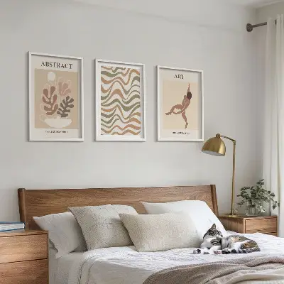 Kompozycja obrazów na ścianę abstrakcyjne wzory w stylu boho inspirowane twórczością Matisse'a