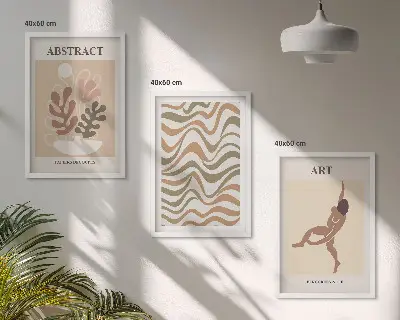 Kompozycja obrazów na ścianę abstrakcyjne wzory w stylu boho inspirowane twórczością Matisse'a