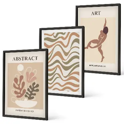 Kompozycja obrazów na ścianę abstrakcyjne wzory w stylu boho inspirowane twórczością Matisse'a