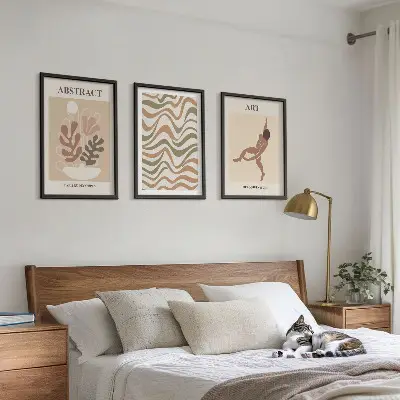 Kompozycja obrazów na ścianę abstrakcyjne wzory w stylu boho inspirowane twórczością Matisse'a