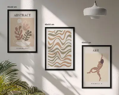 Kompozycja obrazów na ścianę abstrakcyjne wzory w stylu boho inspirowane twórczością Matisse'a