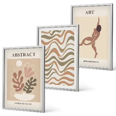 Kompozycja obrazów na ścianę abstrakcyjne wzory w stylu boho inspirowane twórczością Matisse'a