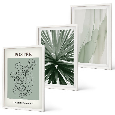 Kompozycja obrazów na ścianę Roślinne wzory w zieleni