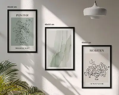 Kwiaty w nowoczesnym wazonie zestaw 3 obrazów do salonu