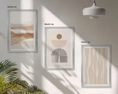 Kompozycja obrazów na ścianę abstrakcyjny pejzaż z motywem natury i geometrii