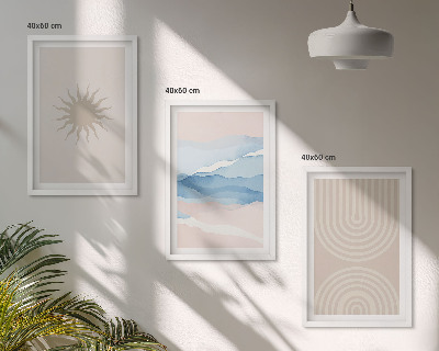 Zestaw obrazów do salonu Słońce fale abstrakcyjne linie pastel