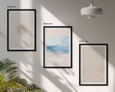 Zestaw obrazów do salonu Słońce fale abstrakcyjne linie pastel