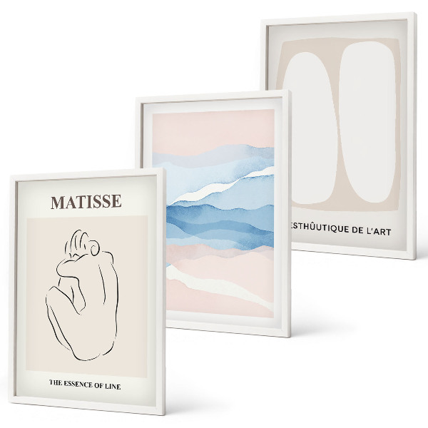 Zestaw 3 obrazów do salonu Abstrakcyjne formy Matisse