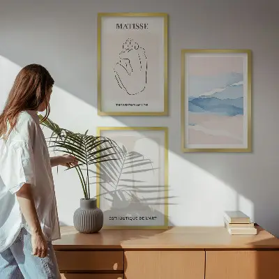 Abstrakcyjne formy Matisse zestaw 3 obrazów do salonu