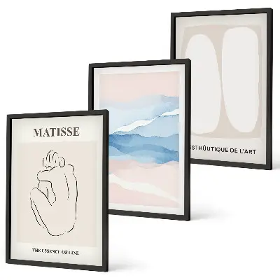 Abstrakcyjne formy Matisse zestaw 3 obrazów do salonu