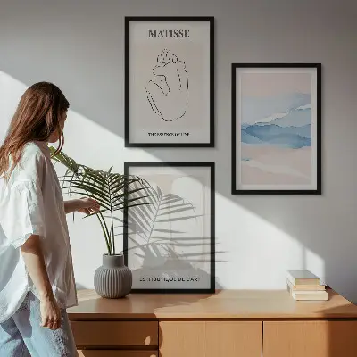 Abstrakcyjne formy Matisse zestaw 3 obrazów do salonu