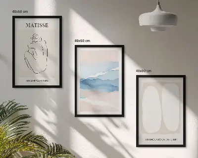 Abstrakcyjne formy Matisse zestaw 3 obrazów do salonu