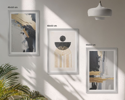 Zestaw 3 obrazów do salonu Geometria abstrakcyjna elegancja