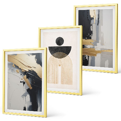 Zestaw 3 obrazów do salonu Geometria abstrakcyjna elegancja