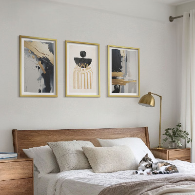 Zestaw 3 obrazów do salonu Geometria abstrakcyjna elegancja