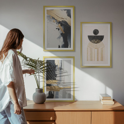Zestaw 3 obrazów do salonu Geometria abstrakcyjna elegancja