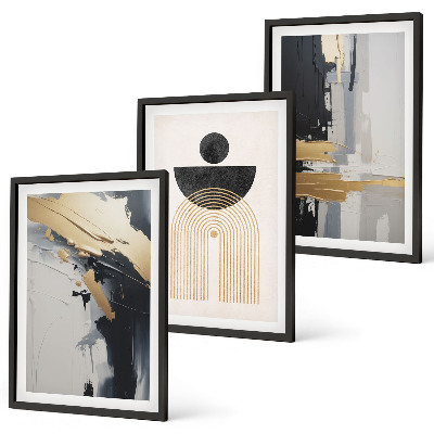 Zestaw 3 obrazów do salonu Geometria abstrakcyjna elegancja