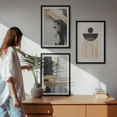 Zestaw 3 obrazów do salonu Geometria abstrakcyjna elegancja