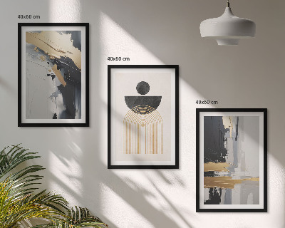 Zestaw 3 obrazów do salonu Geometria abstrakcyjna elegancja