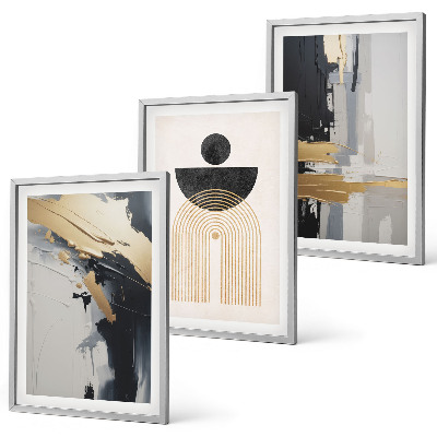 Zestaw 3 obrazów do salonu Geometria abstrakcyjna elegancja