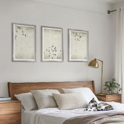 Zestaw obrazów do salonu Minimalistyczny malunek ptaków