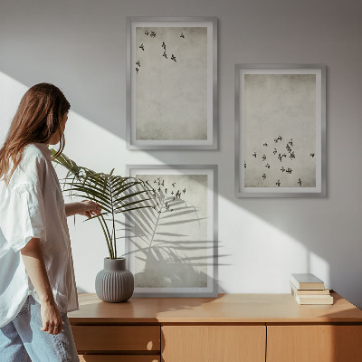 Zestaw obrazów do salonu Minimalistyczny malunek ptaków
