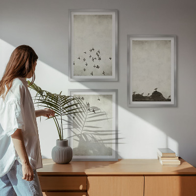 Zestaw 3 obrazów do salonu Ptaki w locie styl minimalistyczny