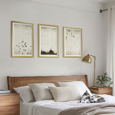 Zestaw 3 obrazów do salonu Ptaki w locie styl minimalistyczny
