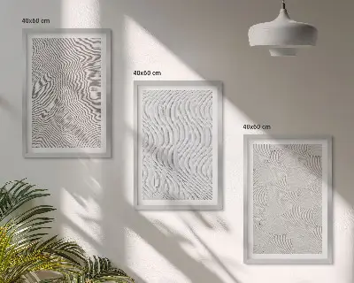 Zestaw obrazów do salonu z geometrycznymi wzorami struktury piasku