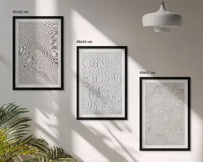 Zestaw obrazów do salonu z geometrycznymi wzorami struktury piasku