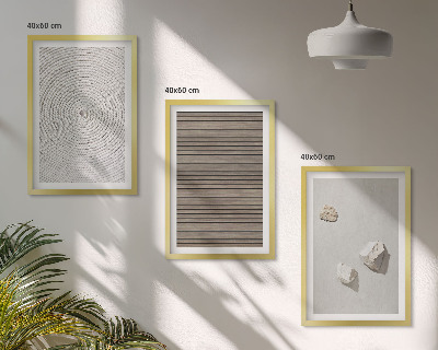 Zestaw 3 obrazów do salonu Naturalne tekstury drewno kamień