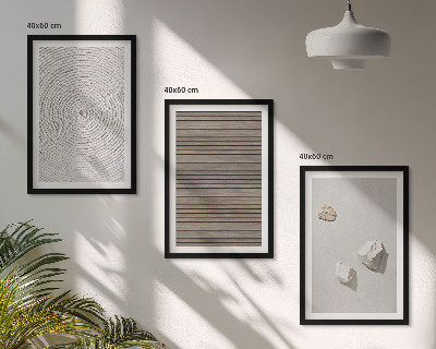 Zestaw 3 obrazów do salonu Naturalne tekstury drewno kamień