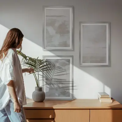 Zestaw 3 obrazów do salonu wytarte tekstury w nowoczesnym stylu