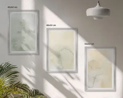 Zestaw 3 obrazów do salonu z motywem pastelowych akwarelowych tekstur