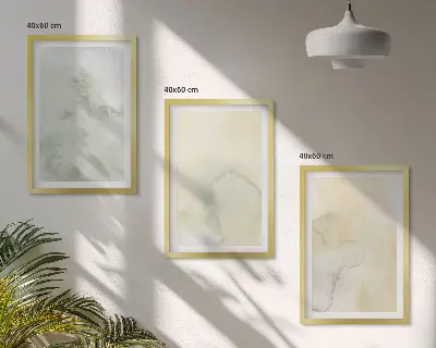Zestaw 3 obrazów do salonu z motywem pastelowych akwarelowych tekstur