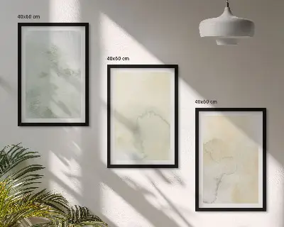 Zestaw 3 obrazów do salonu z motywem pastelowych akwarelowych tekstur