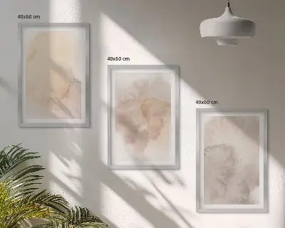 Zestaw obrazów do salonu ciepłe akwarele w pastelowych teksturach