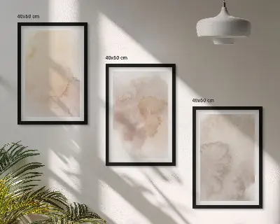 Zestaw obrazów do salonu ciepłe akwarele w pastelowych teksturach