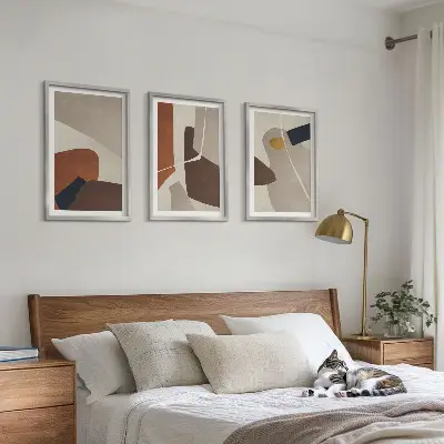 Abstrakcyjne malarstwo boho zestaw 3 obrazów do salonu
