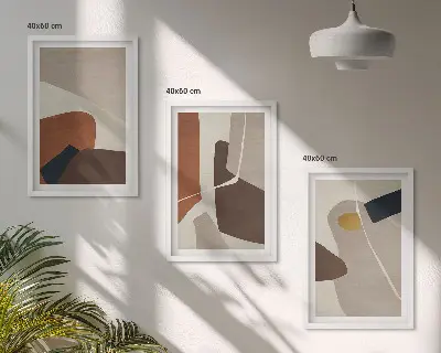 Abstrakcyjne malarstwo boho zestaw 3 obrazów do salonu