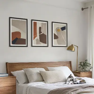 Abstrakcyjne malarstwo boho zestaw 3 obrazów do salonu
