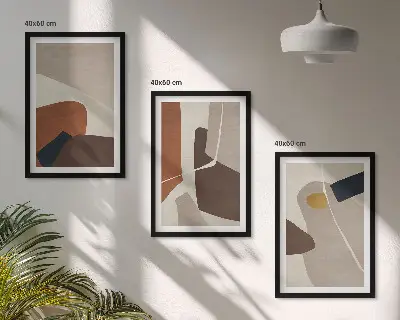 Abstrakcyjne malarstwo boho zestaw 3 obrazów do salonu