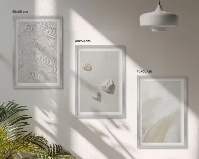 Kompozycja obrazów na ścianę piasek i kamienie w nowoczesnym stylu