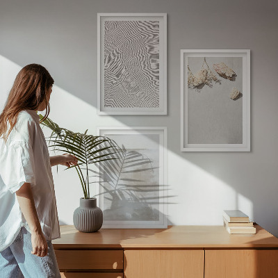 Zestaw 3 obrazów do salonu Piasek kamienie boho tekstura