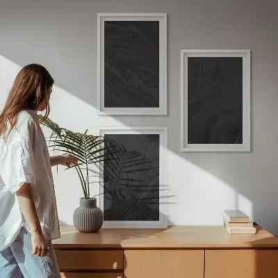 Zestaw obrazów do salonu eleganckie tekstury ciemnego marmuru