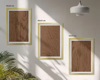Zestaw 3 obrazów do salonu z motywem minimalistycznej tekstury kory drzewa
