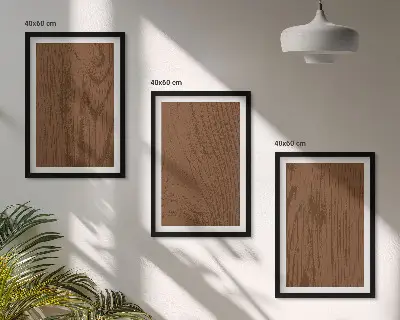 Zestaw 3 obrazów do salonu z motywem minimalistycznej tekstury kory drzewa