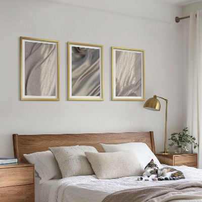 Zestaw obrazów do salonu Naturalne tkaniny boho zbliżenie