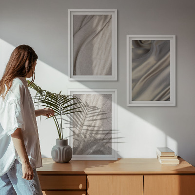 Zestaw obrazów do salonu Naturalne tkaniny boho zbliżenie