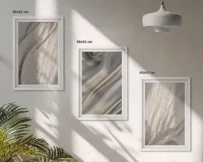 Zestaw obrazów do salonu zbliżenie na naturalne tkaniny w stylu boho